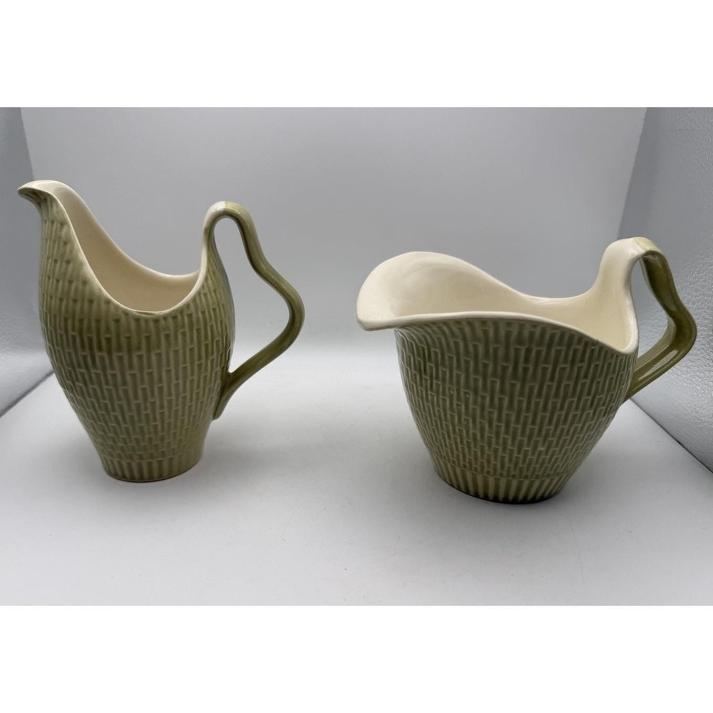 Red Wing Capistrano Gravy Boat & Creamer Set Green MCM Pottery